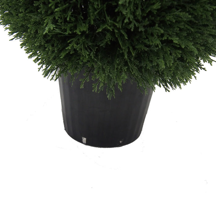 36" Outdoor UV-Resistant Artificial Cedar Teardrop-Shaped Topiary w/Pot -Green - TP171636