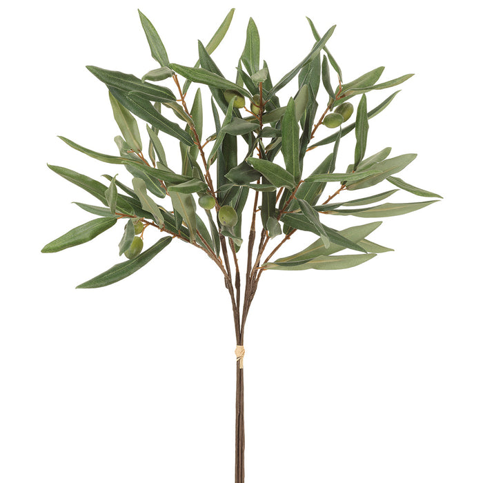 17" Artificial Olive Leaf Stem Bundle -Green (pack of 8) - VBO380-GR