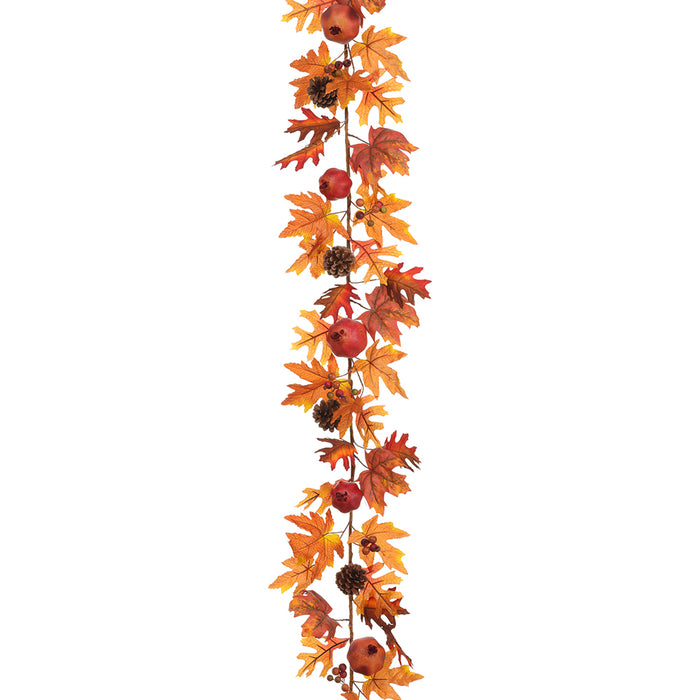 6' Artificial Pomegranate, Pinecone & Maple Leaf Garland -Fall (pack of 2) - VGP243-FA