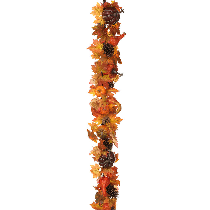 6' Artificial Pumpkin & Pinecone Garland -Orange/Brown (Pack of 2) - VGP770-OR/BR