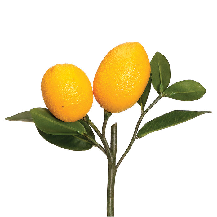 8.5" Artificial Lemon Stem Pick -Yellow (pack of 12) - VKL154-YE