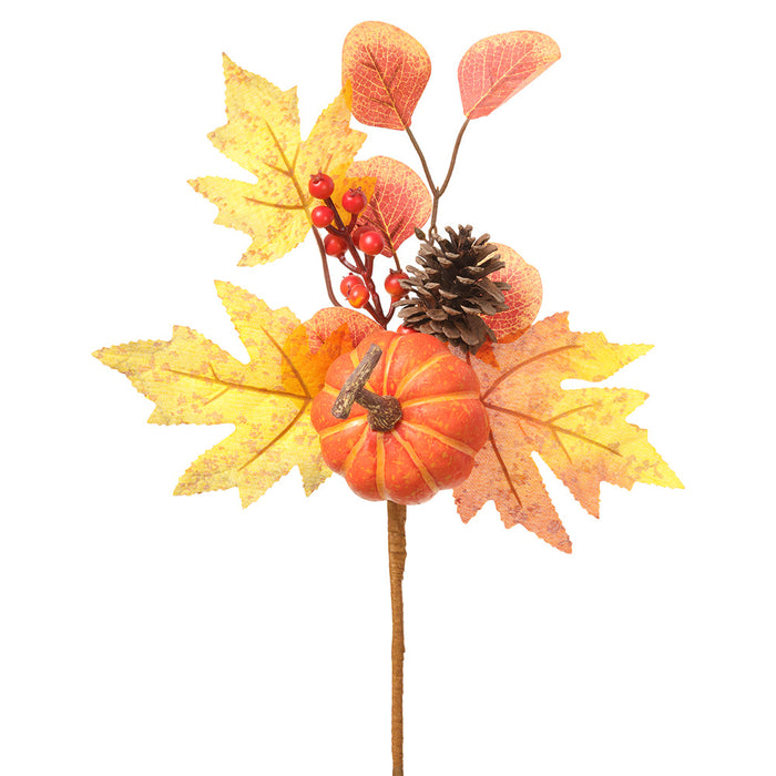 12" Pumpkin, Pinecone & Maple Leaf Artificial Stem -Fall (Pack of 12) - VKP002-FA