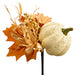 8" Artificial Pumpkin, Berry & Maple Leaf Stem Pick -Cream/Brown (pack of 12) - VKP190-CR/BR