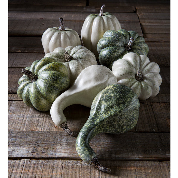 6"Hx10"W Bagged Weighted Assorted Artificial Pumpkins & Gourds -Cream/Green (pack of 6) - VQP007-CR/GR