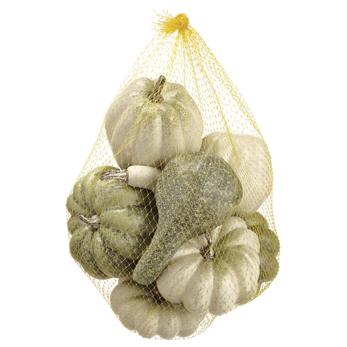 6"Hx10"W Bagged Weighted Assorted Artificial Pumpkins & Gourds -Cream/Green (pack of 6) - VQP007-CR/GR