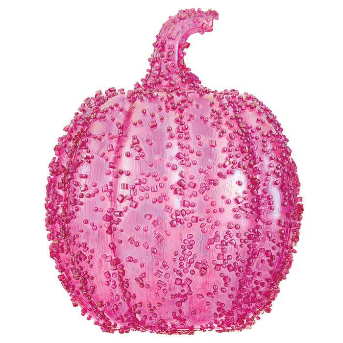 7.5"Hx5.5"W Beaded Artificial Pumpkin -Pink (Pack of 6) - VQP223-PK
