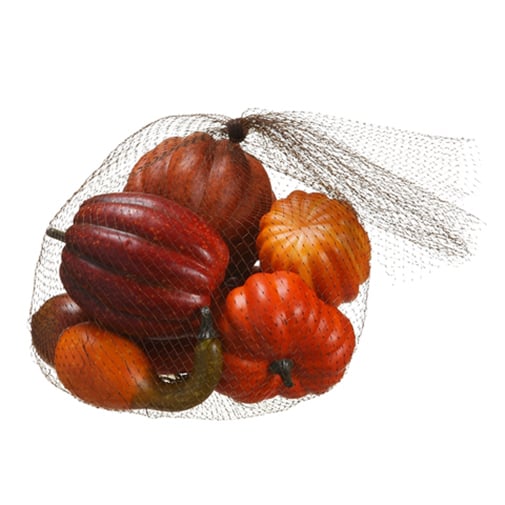 6"Hx9"W Artificial Bagged Assorted Pumpkin & Gourd -Orange/Brick (pack of 6) - VQP816-OR/BC