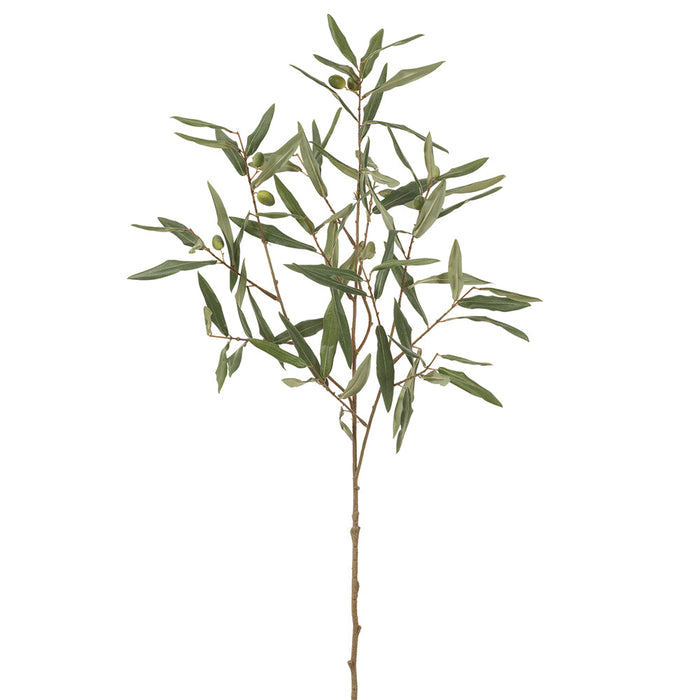 35" Silk Olive Leaf Branch Stem With Olives -Green (Pack of 12) - VSO381-GR