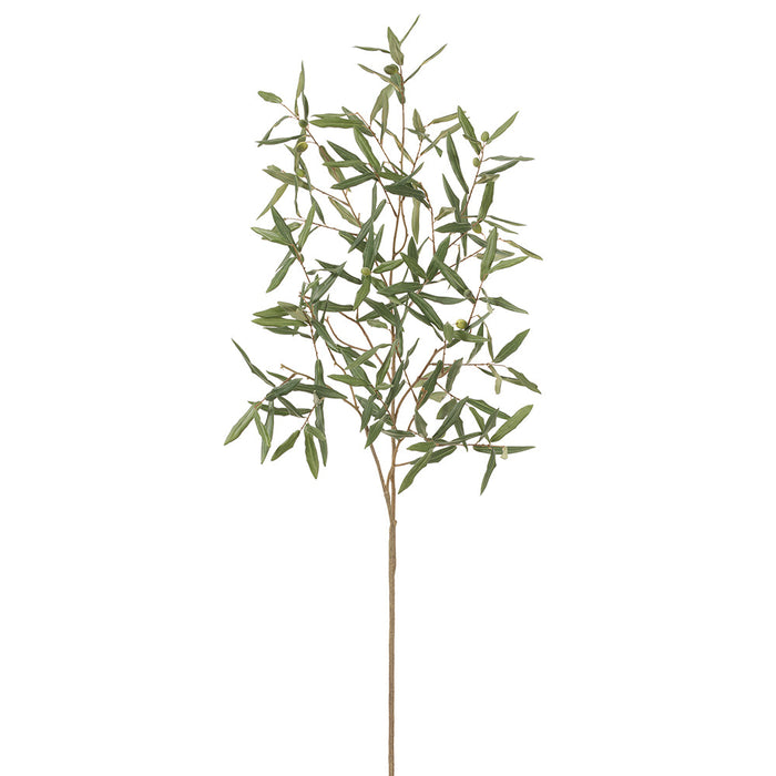 56" Silk Olive Leaf Branch Stem With Olives -Green (Pack of 4) - VSO383-GR