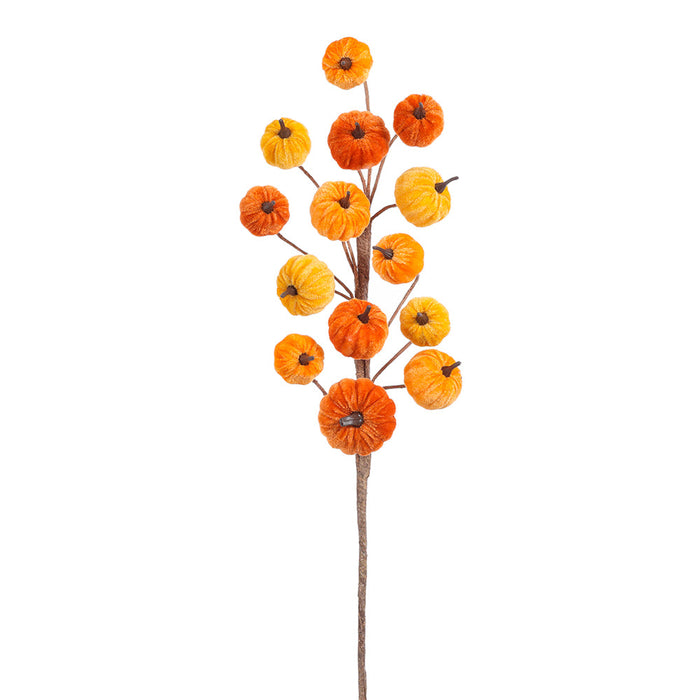30" Velvet Artificial Pumpkin Stem -2 Tone Orange (Pack of 12) - VSP260-OR/TT