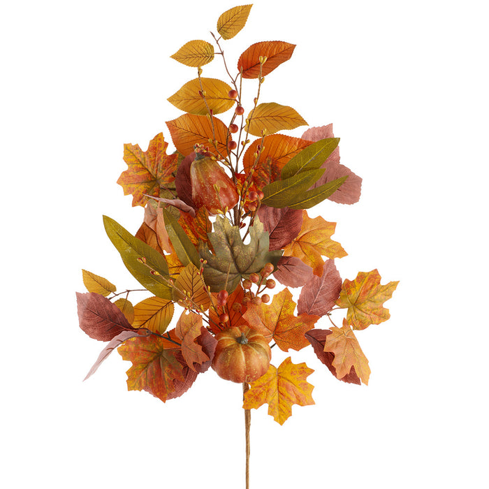 30" Pumpkin & Maple Leaf Silk Stem -Orange/Fall (Pack of 6) - VSP831-OR/MX