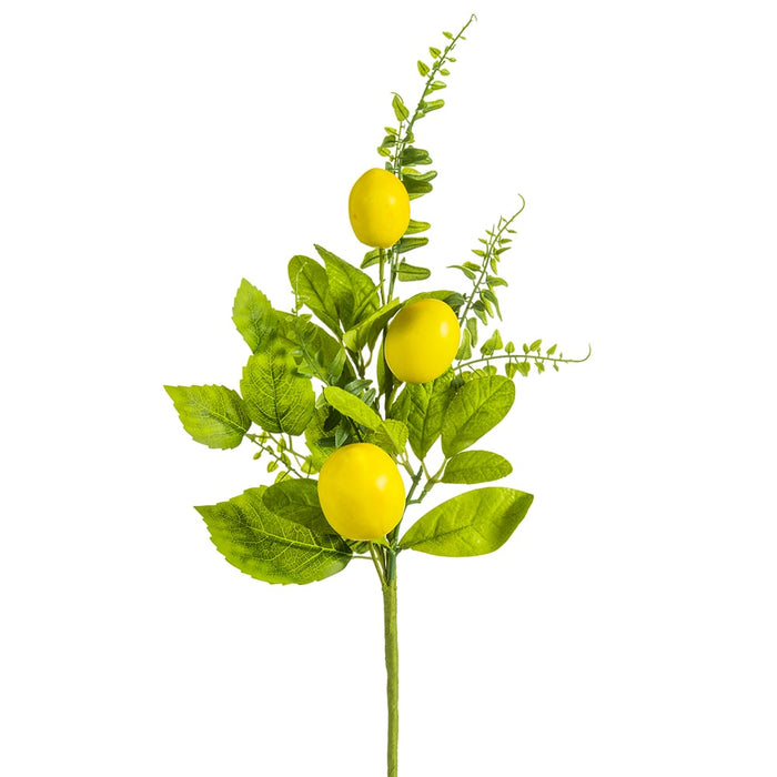 18" Artificial Mixed Lemon & Fern Leaf Stem With Lemons -Yellow/Green (Pack of 12) - VSX128-YE