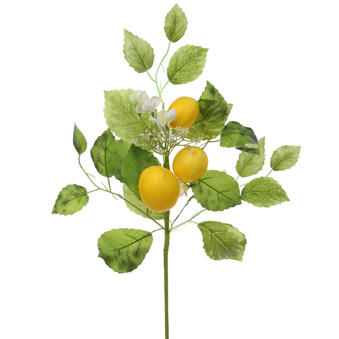 18" Artificial Mixed Lemon & Blossom Flower Stem -Yellow/Green (pack of 12) - VSX411-YE/GR