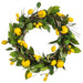 18" Artificial Lemon & Greenery Wreath -Yellow - VWL073-YE