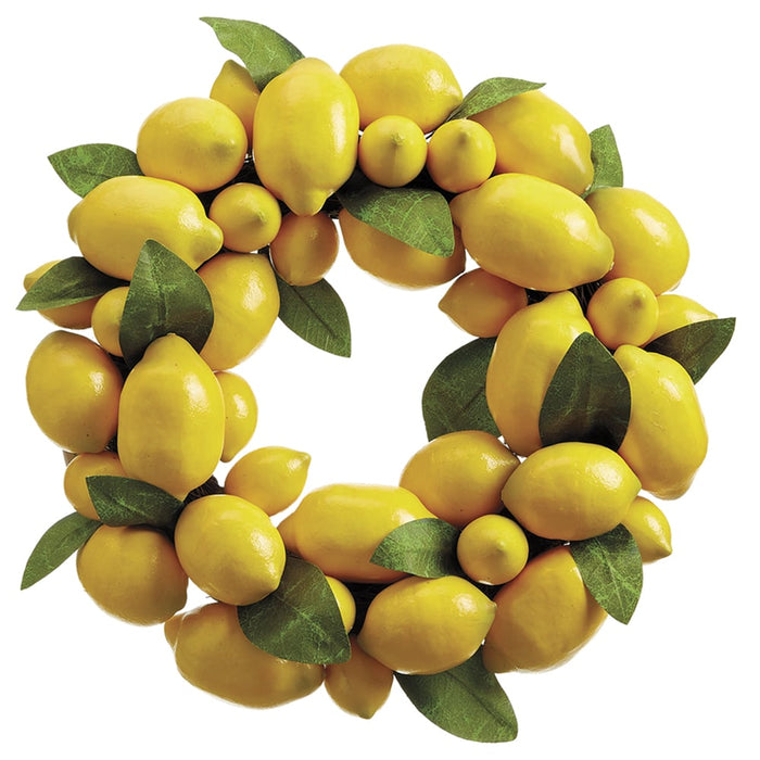 15" Fake Lemon Hanging Wreath -Yellow (pack of 2) - VWL400-YE