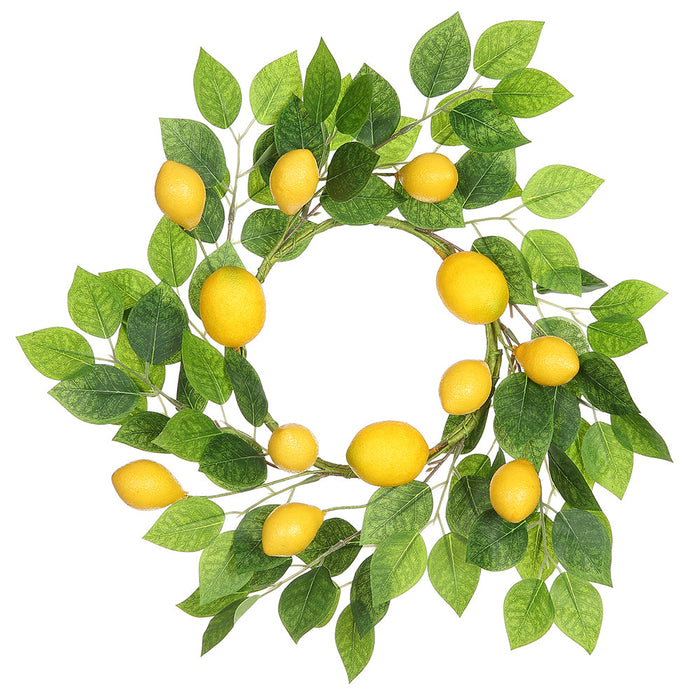 15.75" Artificial Lemon Fruit Hanging Wreath -Yellow (pack of 4) - VWL731-YE