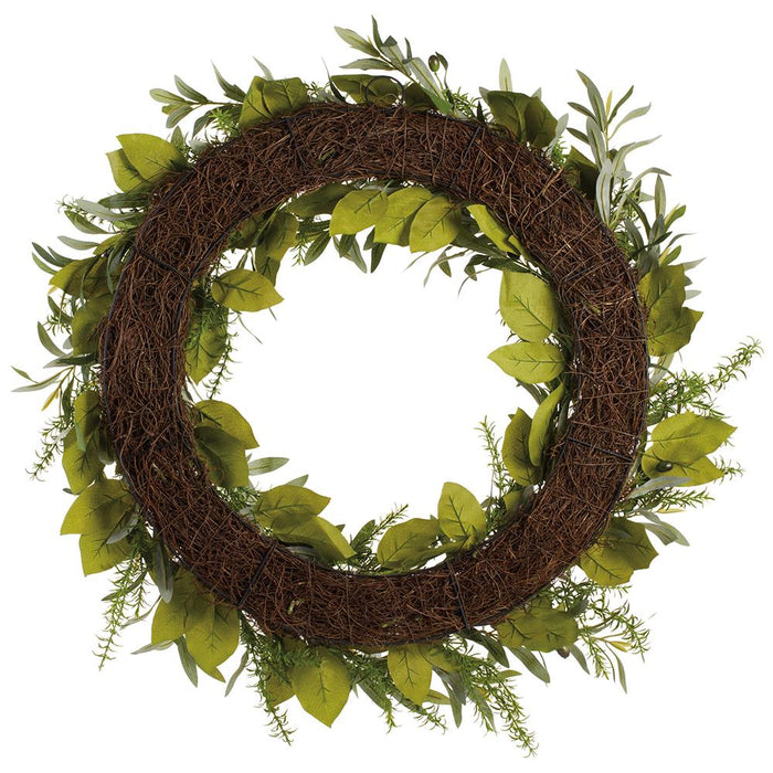 30" Mixed Artificial Olive & Rosemary Leaf Wreath -Green - VWO463-GR