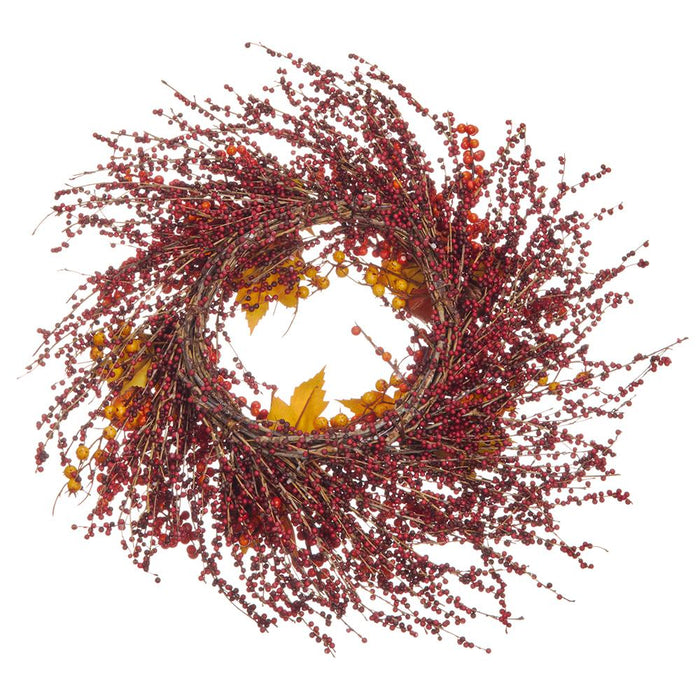 25" Orange, Berry & Pinecone Artificial Wreath -Orange/Burgundy (Pack of 2) - VWO797-OR/BU