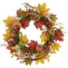 24" Mixed Pumpkin, Berry & Maple Leaf Artificial Wreath -Orange/Burgundy - VWP033-OR/BU