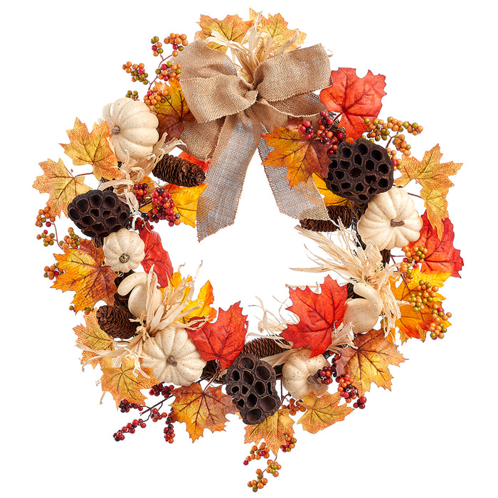 24" Artificial Pomegranate, Pod & Berry Wreath -Orange/Cream (Pack of 4) - VWP815-OR/CR