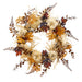 24" Artificial Pumpkin, Fern & Maple Leaf Wreath -Beige/Tan (Pack of 4) - VWP819-BE/TN
