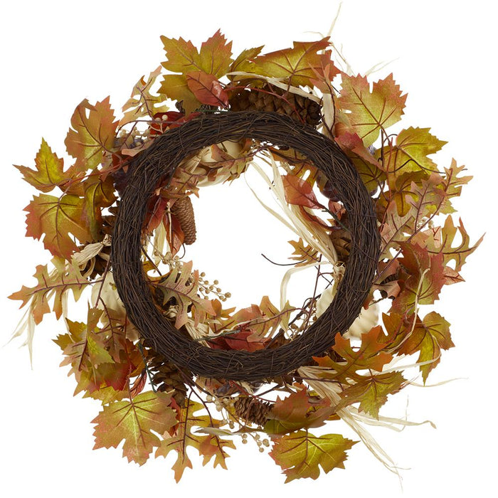 24" Pumpkin, Berry & Pinecone Artificial Wreath -Fall - VWP832-FA