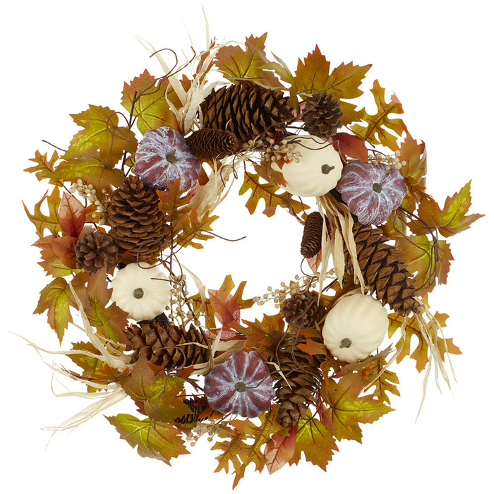 24" Pumpkin, Berry & Pinecone Artificial Wreath -Fall - VWP832-FA
