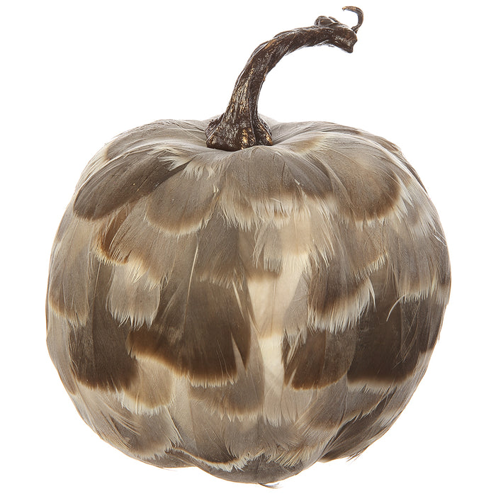 6.3"Hx5.9"W Artificial Feather Pumpkin -2 Tone Brown (Pack of 4) - VZP049-BR/TT