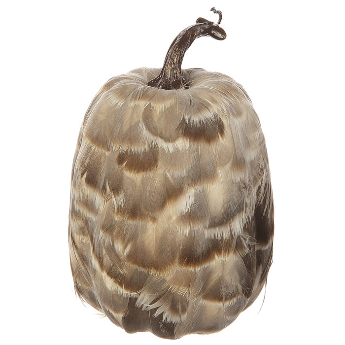 7.8"Hx5.9"W Artificial Feather Pumpkin -2 Tone Brown (Pack of 4) - VZP050-BR/TT