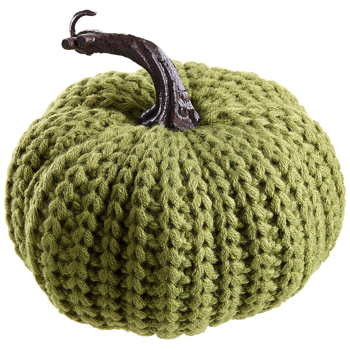 5.5"Hx6.6"W Artificial Knitted Pumpkin -Green (Pack of 2) - VZP054-GR