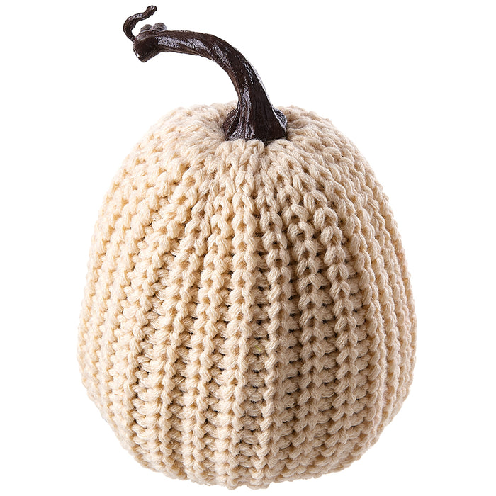 7.5"Hx5.1"W Artificial Knitted Pumpkin -Cream (Pack of 2) - VZP058-CR