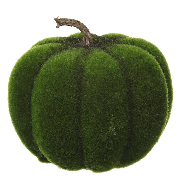 5.5"Hx6"W Artificial Flocking Pumpkin -Green (pack of 6) - VZP063-GR