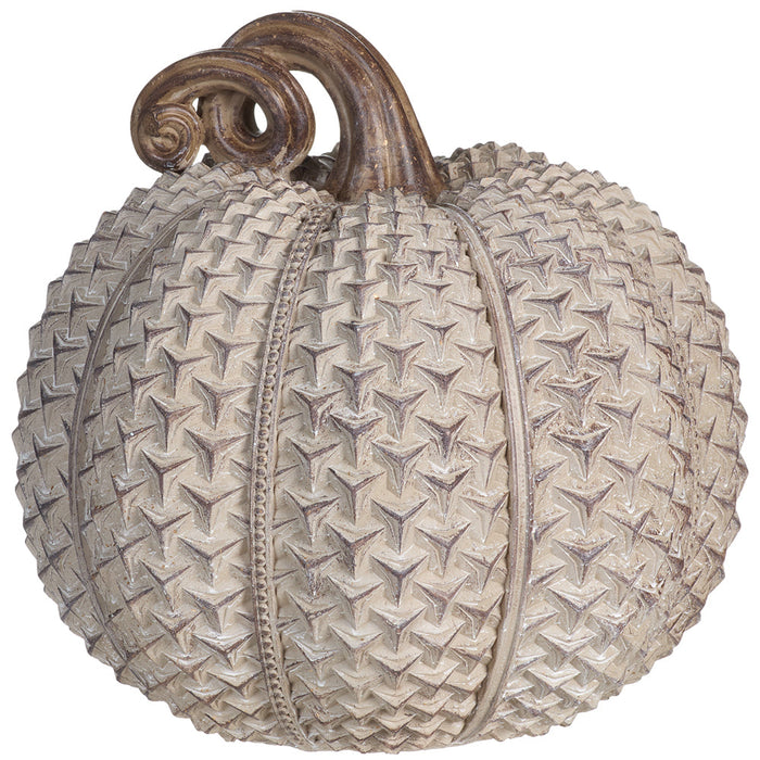 11"Hx10.5"W Artificial Resin Pumpkin -Beige/Brown - VZP067-BE/BR