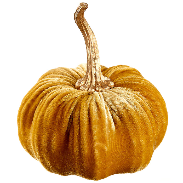 5.5"Hx6.5"W Velvet Artificial Pumpkin -Amber (pack of 4) - VZP197-AM
