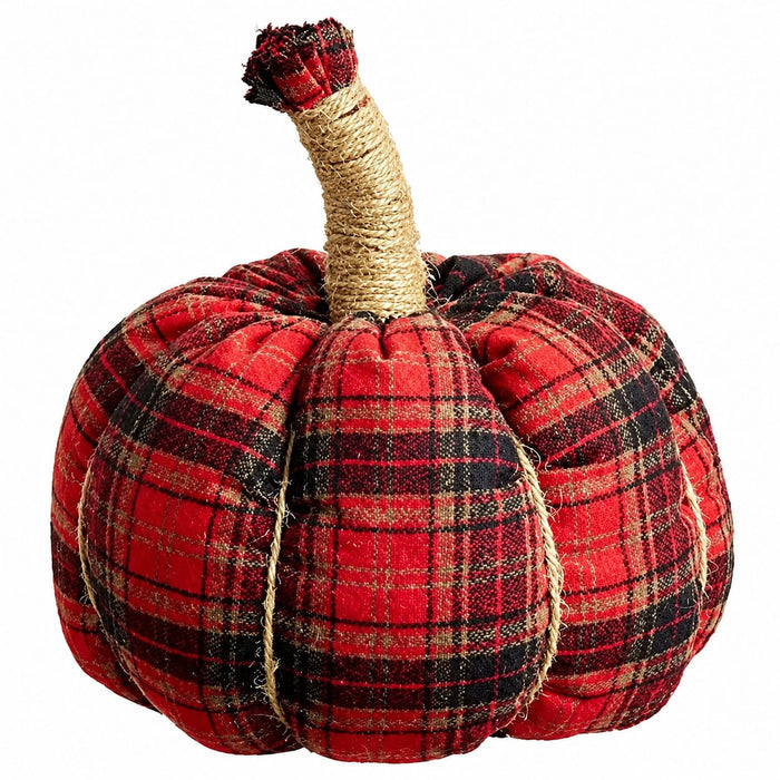 8.5"Hx8.5"W Plaid Artificial Pumpkin -Mixed Red (Pack of 8) - VZP231-RE/MX