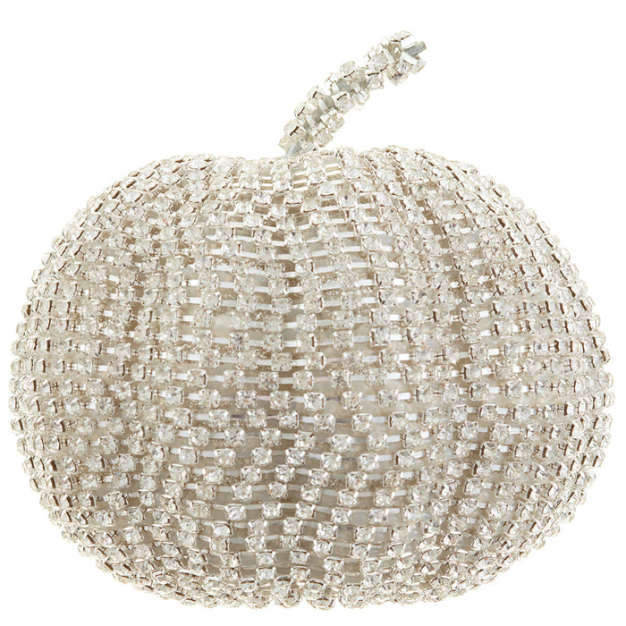 4.5"Hx4.5"W Artificial Beaded Pumpkin -Silver (Pack of 2) - VZP348-SI