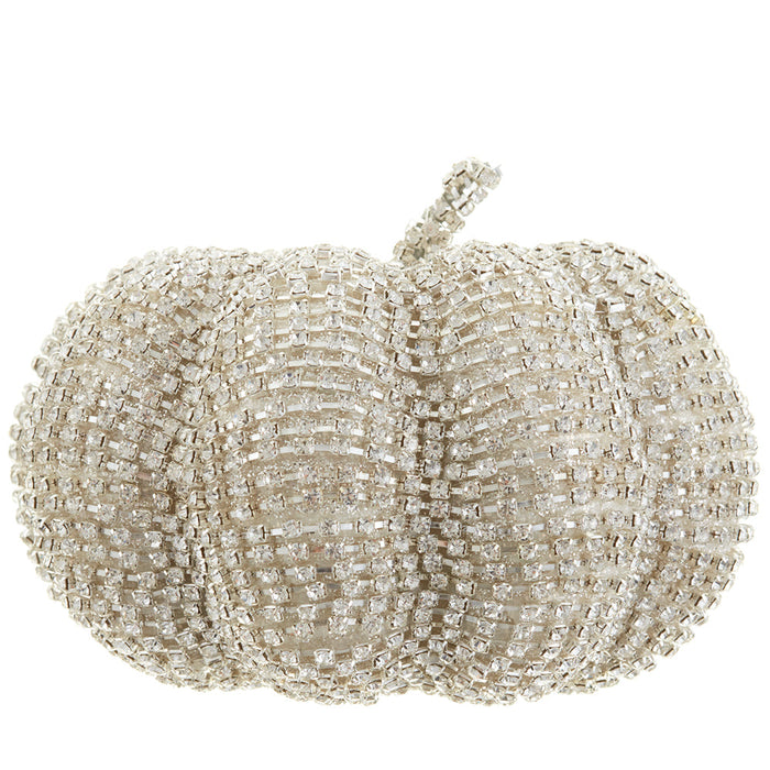 4.5"Hx6"W Artificial Beaded Pumpkin -Silver (Pack of 2) - VZP349-SI