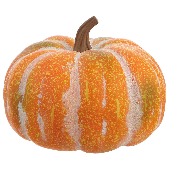 11"Hx13"W Artificial Pumpkin -Orange/Green (Pack of 4) - VZP359-OR/GR