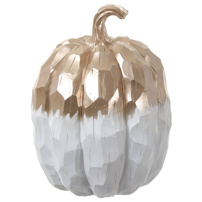 11.4"Hx8.5"W Artificial Pumpkin -White/Gold (Pack of 2) - VZP409-WH/GO