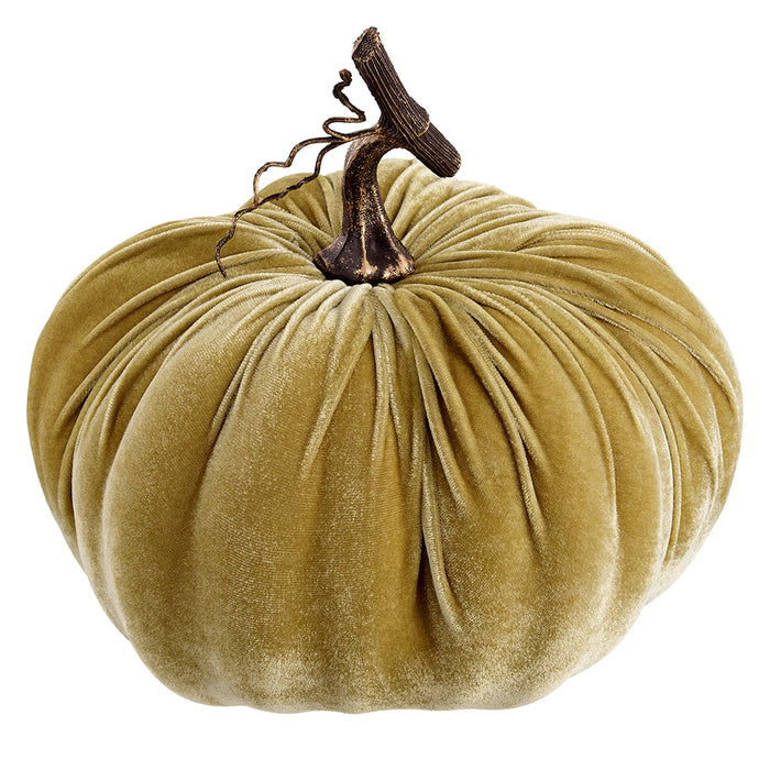 9.5"Hx9.5"W Velvet Artificial Pumpkin -Green (Pack of 4) - VZP598-GR