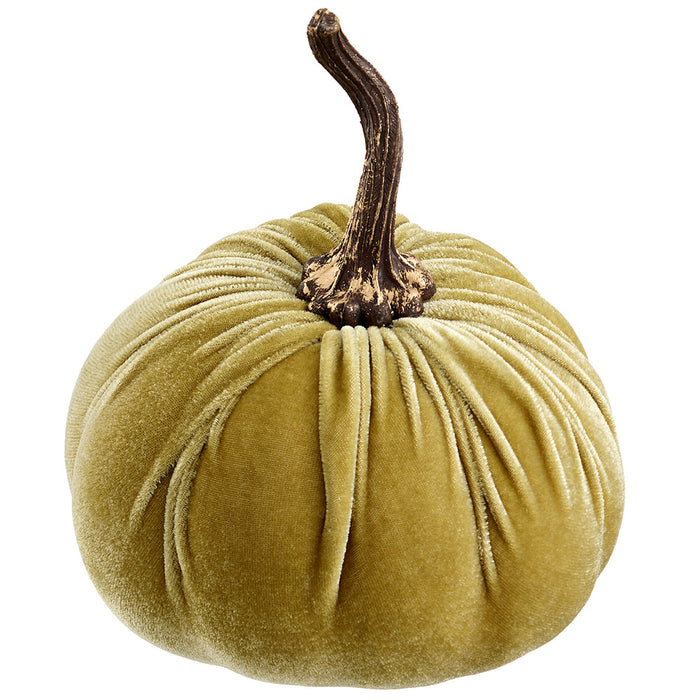 7.25"Hx6"W Velvet Artificial Pumpkin -Green (Pack of 6) - VZP600-GR