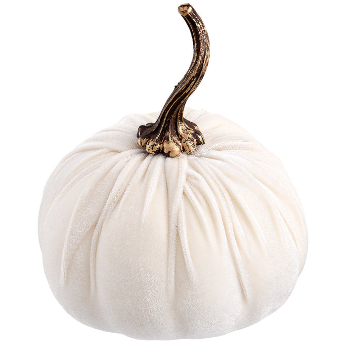 7.25"Hx6"W Velvet Artificial Pumpkin -White (Pack of 6) - VZP600-WH
