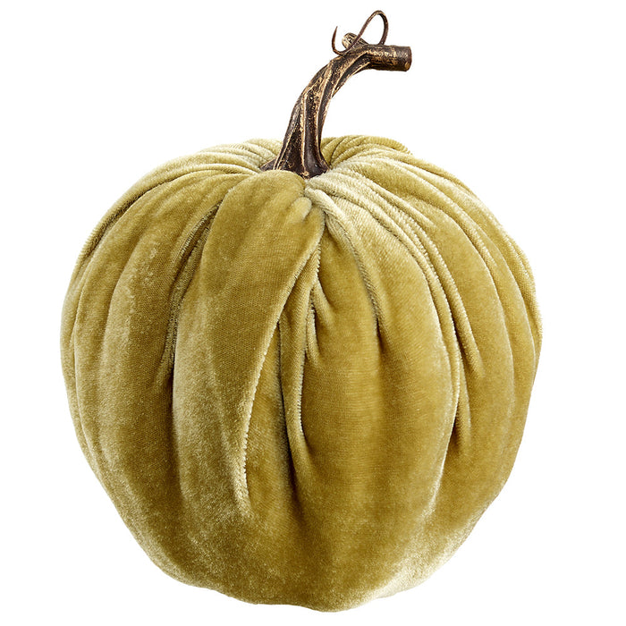 6.5"Hx5.5"W Velvet Artificial Pumpkin -Green (Pack of 6) - VZP601-GR