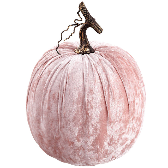 12"Hx8.5"W Velvet Artificial Pumpkin -Pink (Pack of 4) - VZP602-PK