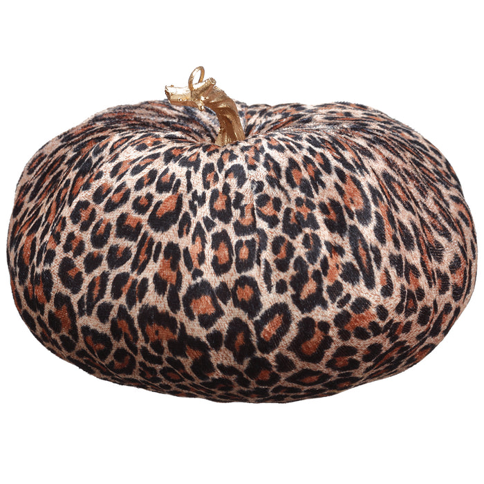 6"Hx8.66"W Leopard Pattern Velvet Artificial Pumpkin -Brown/Beige (Pack of 6) - VZP635-BR/BE