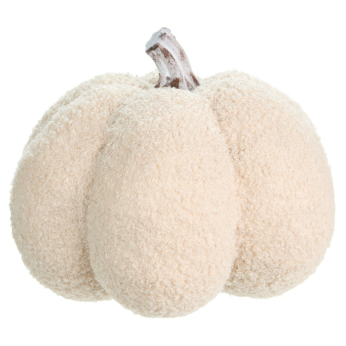 8.25"Hx9.75"W Artificial Fur Pumpkin -Beige (Pack of 2) - VZP714-BE