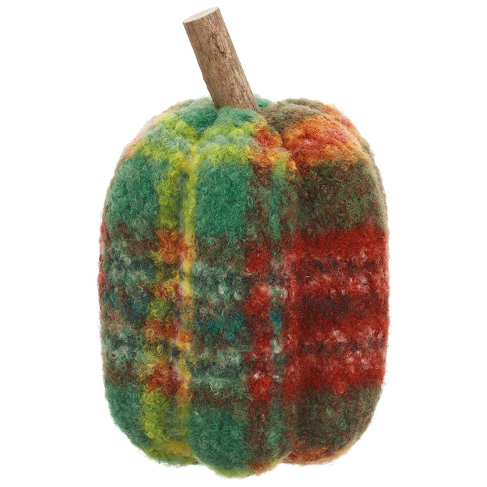 9.75"Hx6.25"W Plaid Artificial Pumpkin -Red/Green (Pack of 8) - VZP728-RE/GR