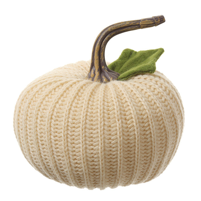 5.5"Hx5"W Artificial Knitted Pumpkin -Cream (Pack of 12) - VZP734-CR