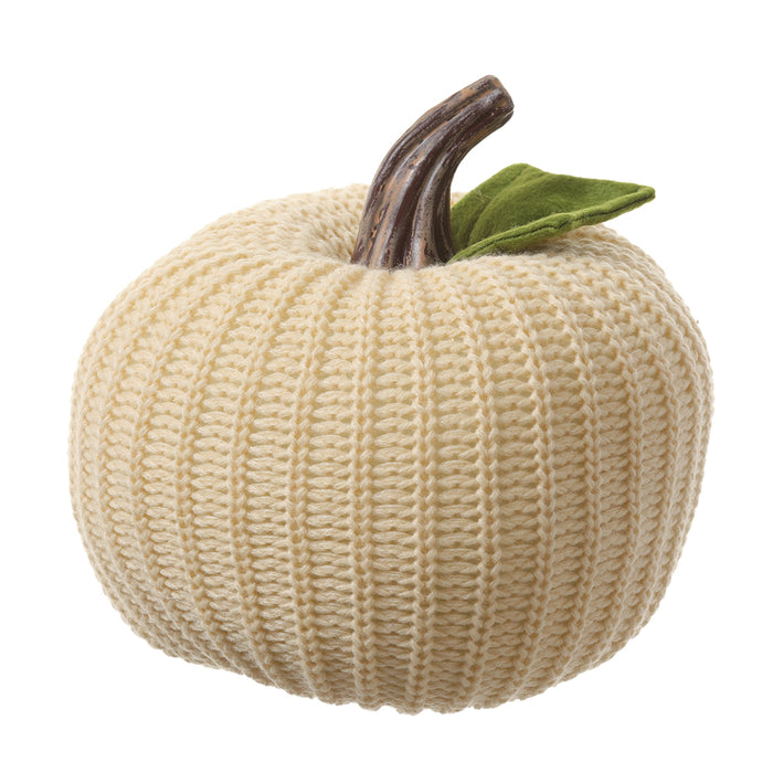 8.5"Hx8"W Artificial Knitted Pumpkin -Cream (Pack of 12) - VZP736-CR