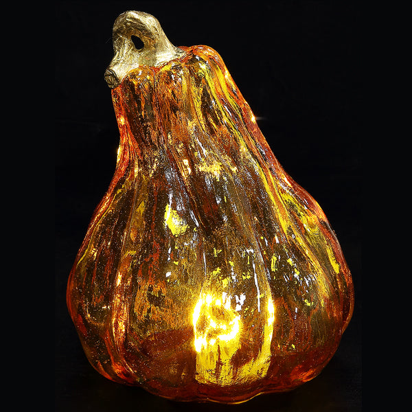 5.9" Artificial Pumpkin With Battery Operated Light -Orange (Pack of 2) - VZP834-OR